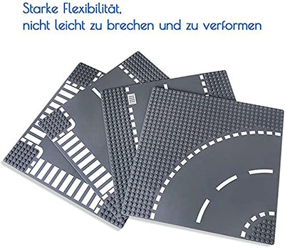 Bauplatten für Straßen, Städte, Straßenplatten,Classic Bausteine,Kompatibel mit meisten gängigen Marken, 25.5*25.5cm Platten-Set für Kreatives Spielen, Lernspielzeug