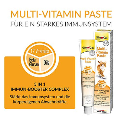 GimCat Multi-Vitamin Paste - Gesunder Katzensnack aktiviert Abwehrkräfte und stärkt das Immunsystem - 1 Tube (1 x 200 g)