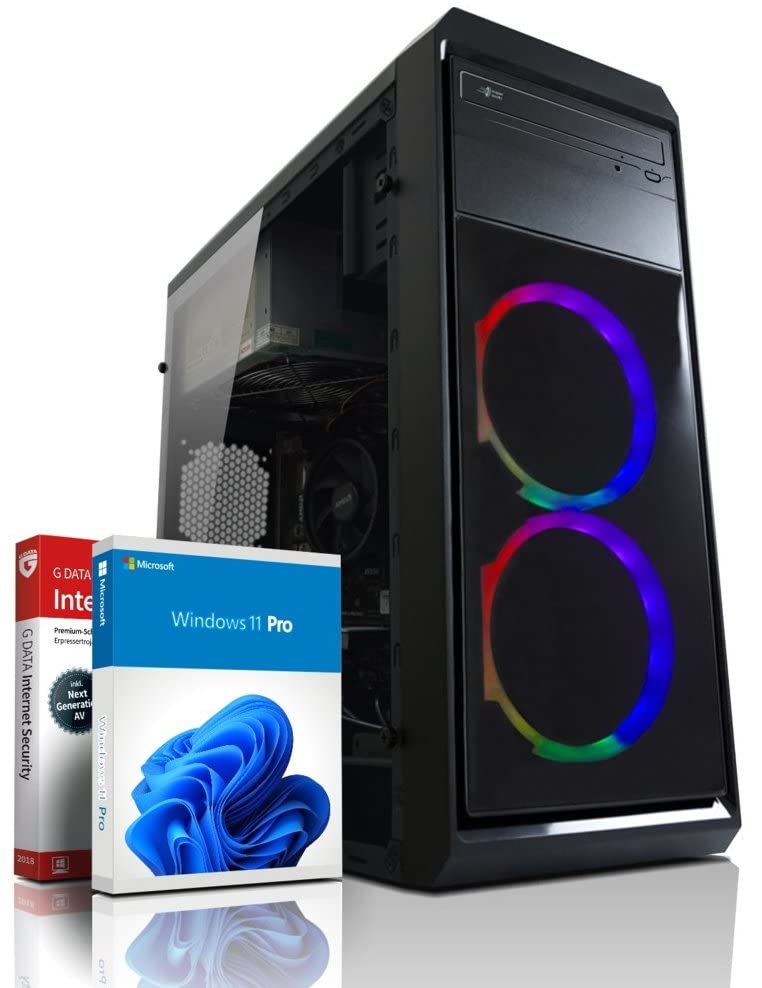 AMD Quad Gaming PC mit 3 Jahren Garantie! Athlon X4 950 Quad Core, 3.8 GHz | 16GB GDDR4 | 256GB SSD + 2000GB | Radeon RX 550 4GB DDR5 | DVD±RW | USB 3.0 | LAN | Win11 Pro | WLAN | MS Office #6893