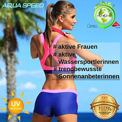 Aqua Speed Damen Bikini Set | Two Piece Swimsuit | Womens Swimwear | Zweiteilige Badebekleidung | Strand Bademode | Zweiteiler für Frauen | Beachwear | Gr. 42, 43 Neon Pink - Navy | Fiona