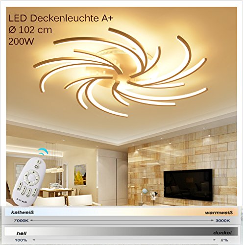 NEU 2042-5White LED Deckenleuchte mit Fernbedienung Lichtfarbe/Helligkeit einstellbar Acryl-Schirm weiß lackierter Metallrahmen Modernes Design Energieeffizienzklasse: A+ Modern (2042white-5)