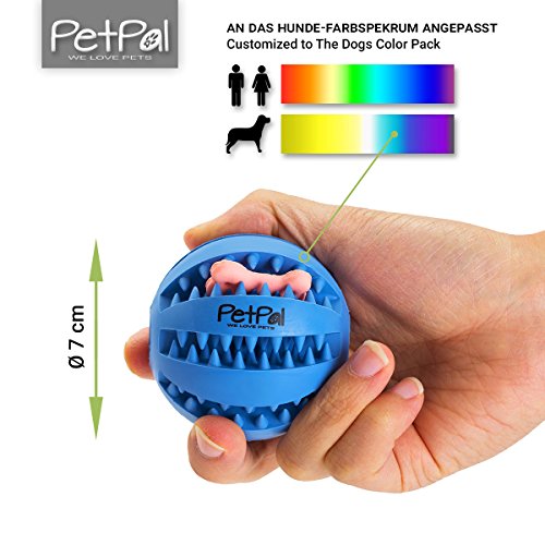 PetPäl Hundeball mit Zahnpflege-Funktion Noppen Hundespielzeug aus Naturkautschuk - Robuster Hunde Ball Ø 7cm - Hundespielball für Große & Kleine Hunde - Kauspielzeug aus Naturgummi für Leckerli