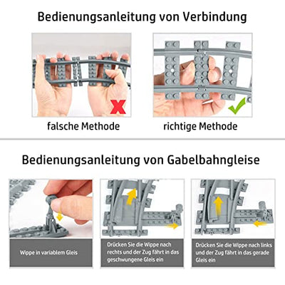 Bausteine Schienen Set, City Schienen, Toy Railway Rails for Train, kompatibel mit dem Marktführer (City Schienen 33Stück)