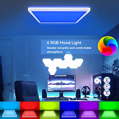 24W LED Deckenleuchte Dimmbar mit Fernbedienung, 29.5cm 4000K/RGB Farbwechsel Deckenlampe LED Panel, IP44 Quadrat Flach Lampe Schlafzimmer für Kinderzimmer Wohnzimmer Badezimmer Neutralweiß 2350LM