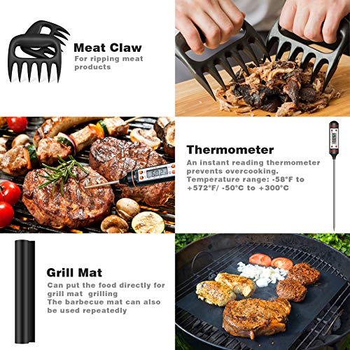 AISITIN 25er BBQ Grillbesteck Tool Set, Grill Zubehör Geschenk für Männer mit Grillkoffer und Grillmatte, aus Hochwertiger Edelstahl für Garten und Camping für Männer und Frauen