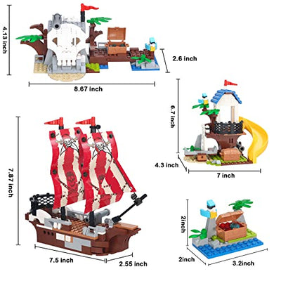 COGO Creator 3in1 Piratenschiff-Bausteine, Piraten-Baumhaus, Totenkopfinsel, Piraten-Abenteuer-Spielset, Creatives Spielzeug, für Kinder ab 6 Jahren, 260 Teile