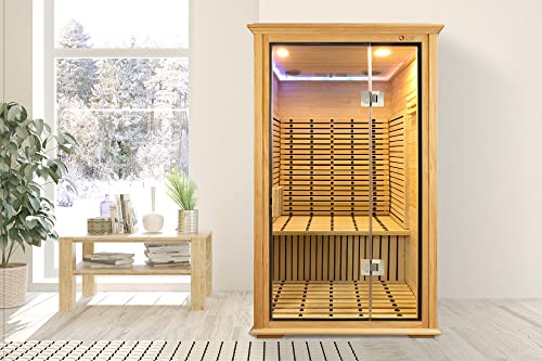 DHARANI® S2 Ganzkörper Sauna für 2 Personen (neues Modell 2022) – Hautpflege – Bedienfeld – USB (MP3) – Radio – Vorteile für das Immunsystem – Wärme mit Kohleöfen