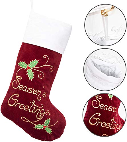 Weihnachtsstrumpf 2er Nikolausstrumpf Deko Kamin 2 Set Nikolausstiefel zum befüllen und aufhängen groß Ideale Weihnachtsdekoration Christmas Stockings Xmas Weihnachtsmann Rot Grün