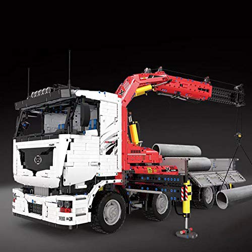 Foxcm Technik LKW mit Pneumatik Kran, 8238 Teile Technik Ferngesteuert LKW mit Fernbedienung und 11 Motoren, Technik LKW Bausteine Kompatibel mit Lego Technik