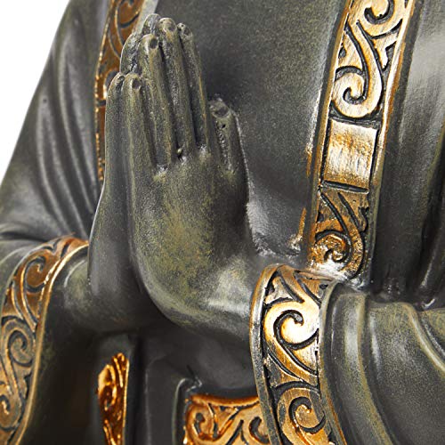 zen' Light Große Statue Buddha Vermittlung, Kunstharz, Bonze, 15 x 24 x 37.5 cm