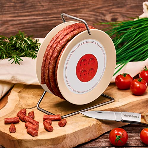 WURSTBARON® Wurst Kabeltrommel, 3,5m Wurst nach Krakauer Art, hochwertige Qualität und rauchiges Aroma, lustiges Geschenk für sie und ihn, 240 g