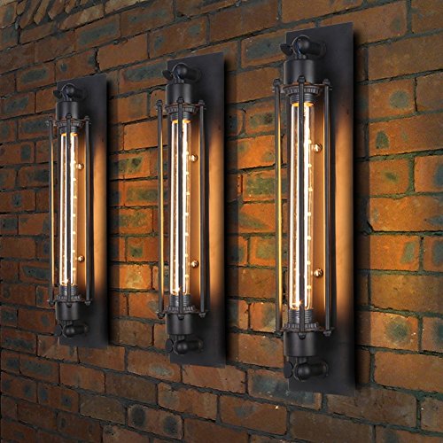 3 x Modern Industrielle Metall Rohr Wandlampe Deckleuchte, MOTENT Vintage 17,72" Höhe Wandleuchte Water Pipes Steampunk Design Querflöte-Art Beleuchtung für Haus Deko Zimmerdecke