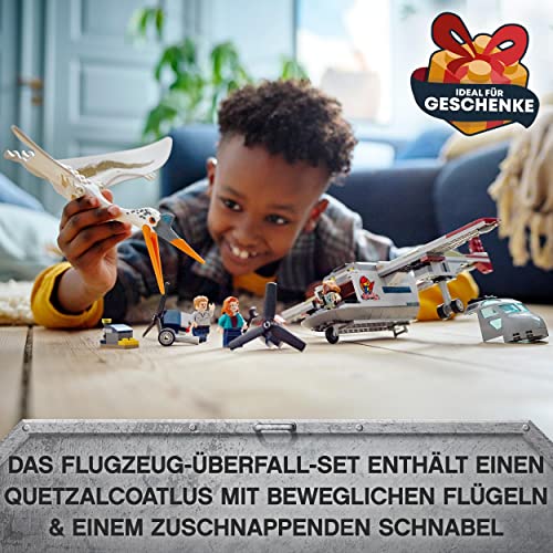 LEGO 76947 Jurassic World Quetzalcoatlus: Flugzeug-Überfall, Dinosaurier Spielzeug mit Figuren, Geschenk zu Weihnachten für Kinder ab 7 Jahre