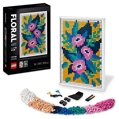 LEGO 31207 Art Blumenkunst, 3-in-1 Blumen Dekorationsset, Bastel Set, Wandschmuck, DYI botanische Deko, kreative Aktivität für Erwachsene