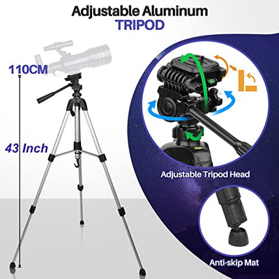 150x Teleskop Astronomie 70mm Fernrohr Teleskop für Kinder Einsteiger Amateur,Astronomen mit Aluminium Stativ Smartphone Adapter