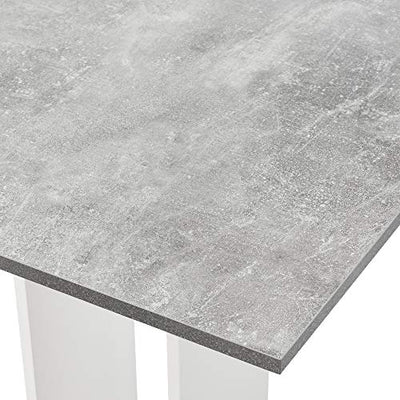 [en.casa] Küchentisch Quadratisch 65 x 65 x 78 cm Säulentisch Esszimmertisch aus Spanplatte Speisetisch Tisch Weiß/Beton-Optik