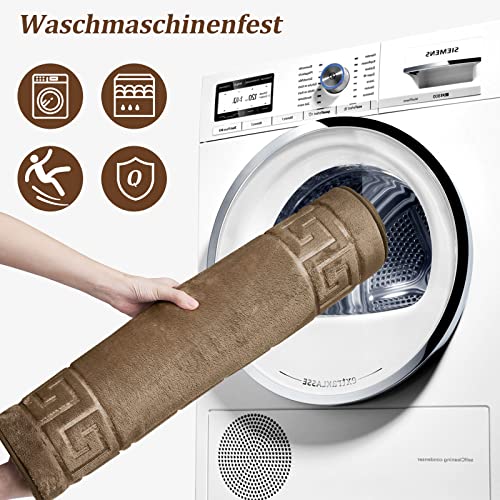 HOMELUX Badematten Set 2 teilig Mikrofaser Antirutsch Badteppich groß Set Wasserabsorbierend Badematte Duschvorleger Badvorleger für Badezimmer B - Gold