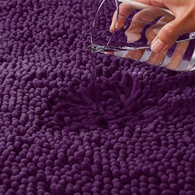 HOMEIDEAS Badezimmerteppich-Set, 2 Stück, tiefviolett, ultraweich, rutschfest, saugfähig, Chenille-Badematte, Plüsch-Badezimmerteppich, Matten für Badezimmer, Badewanne, Dusche