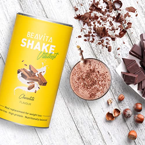 BEAVITA Vitalkost Diät-Shake Schokolade (500g) - Diät Shakes zum Abnehmen - vitamin- und nährstoffreicher Mahlzeitersatz mit Eiweiss Protein Pulver Schokolade - glutenfreier Protein shake zum abnehmen