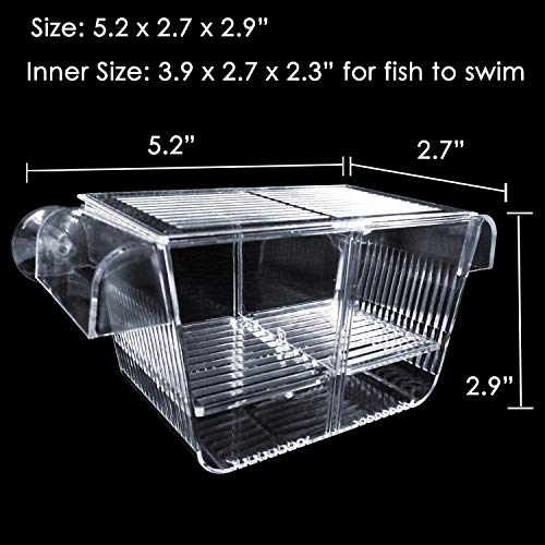 capetsma Fischzuchtkasten, Acryl-Fisch-Isolationsbox mit Saugnäpfen, Aquarium-Acclimation Hatchery Inkubator für Babyfische, Garnelen, Clownfische und Guppy... Kleine Größe (S)