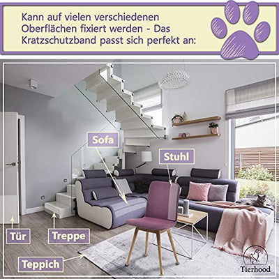 Tierhood Kratzschutz für Türen, Möbel und Wände [Selbstklebend] Hund & Katze Kratzfolie - Kratzschutz Sofa - Fensterschutz Katze - Anti Kratz Folie - Schutzfolie Tür - Sofa Schutz - Katzenschutz