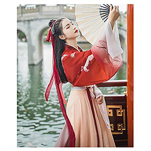 xHxttL Traditionelles chinesisches Hanfu-Kleid für Frauen, altes chinesisches traditionelles Hanfu-Kleid Kostüm Cosplay Kostümanzug für Bühnenshow-Aufführungen Cosplay