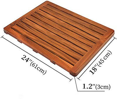 Utoplike Teakholz Badematte, Duschmatte rutschfest für Badezimmer, 61x45cm, Holzbodenmatte Quadrat groß für Spa Home oder Outdoor