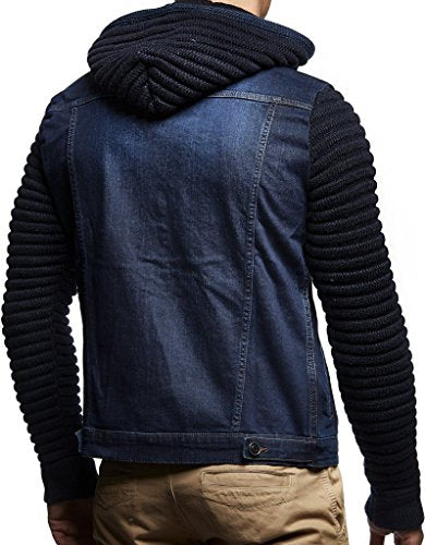 Leif Nelson Herren Strickjacke Jeansjacke Jacke Sweatjacke LN5240; Größe S, Blau