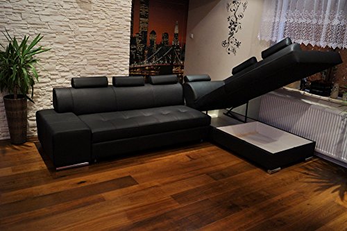 Quattro Meble Echtleder Ecksofa London PIK 6z 300 x 200 Sofa Couch mit Schlaffunktion, Bettkasten und Kopfstützen Echt Leder Eck Couch große Farbauswahl