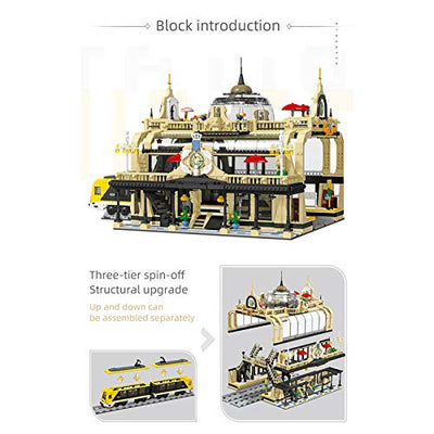 Technic Train Station Bausteine Set, DIY Retro Zug Modell Spielzeug für Kinder und Erwachsene Geburtstag & Weihnachtsgeschenk, 3950 Stück