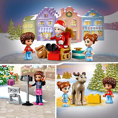 LEGO 41706 Friends Adventskalender 2022, 24 Weihnachtsspielzeuge inkl. Weihnachtsmann, Schneemann und Rentier-Figur, Geschenk zu Weihnachten für Kinder