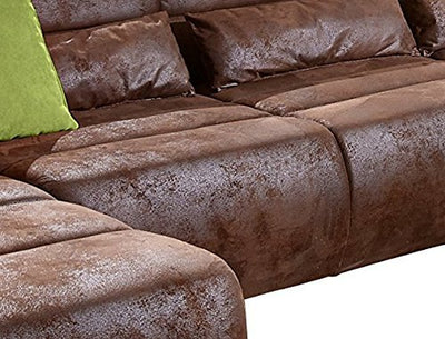 Cavadore Wohnlandschaft Scoutano, XXL-Couch in U-Form im Industrial Design, 363 x 76 x 227 cm, Lederoptik braun