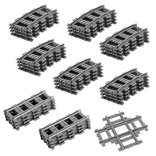 Bausteine Schienen Set, City Schienen, Toy Railway Rails for Train, kompatibel mit dem Marktführer (City Schienen 33Stück)