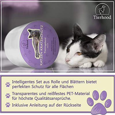 Tierhood Kratzschutz für Türen, Möbel und Wände [Selbstklebend] Hund & Katze Kratzfolie - Kratzschutz Sofa - Fensterschutz Katze - Anti Kratz Folie - Schutzfolie Tür - Sofa Schutz - Katzenschutz