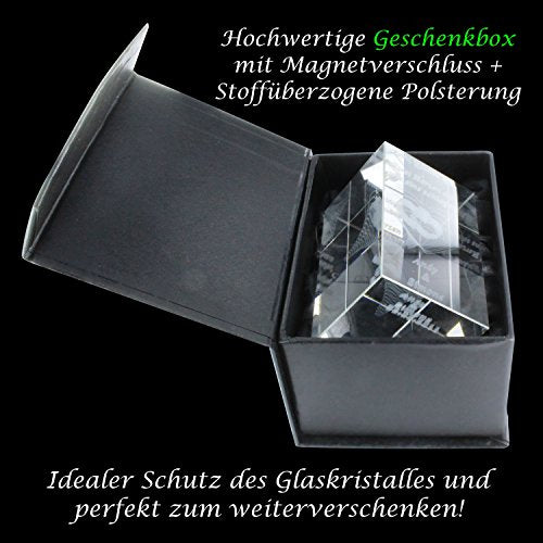 VIP-LASER Kristall Glas 3D Herz mit Wunschtext inkl. LED Leuchtsockel Silber & Gravur | Personalisiertes Geschenk graviert für Frauen und Männer | Geschenkidee zu Weihnachten Valentinstag Jahrestag