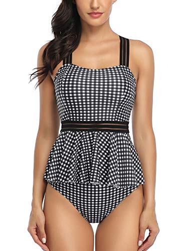 Misolin Damen Tankini 2 Stück Bademode Push Up mit hoher Taille