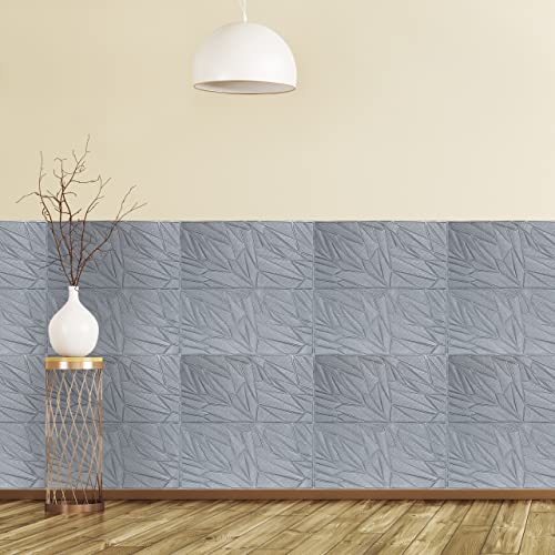 Relaxdays Wandpaneele, 10er Set, selbstklebend, zuschneidbar, 3D Paneele, Moderne Wandverkleidung, 70x68 cm, Silber