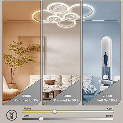 RUYI Modern LED Deckenleuchte Dimmbar mit Fernbedienung 6-Ring Deckenleuchte 72W 6400LM, Deckenlampe für Wohnzimmer, Schlafzimmer, Küche, Flur, Balkon, Esszimmer, Weiß, 2700-7000K…