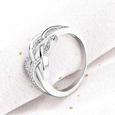 YL Keltischer Ring 925 Sterling Silber April Geburtsstein weißen Zirkonia Jubiläum Ewigkeit Unendlichkeit Keltischer Knotenring für Damen(Größe 52）