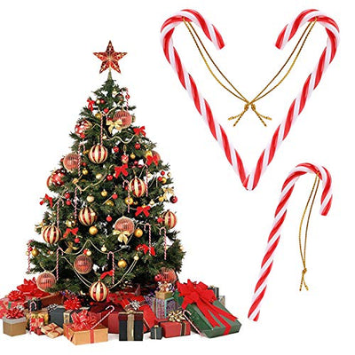 24 Stück Weihnachten Deko Twisted Zuckerstangen Dekoration Draußen Christbaumschmuck Anhänger mit Golden Kordel Weihnachtsbaumschmuck