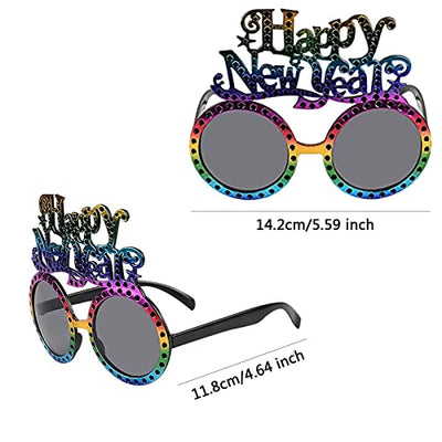 4 Paar Frohes Neues Jahr Brillen, 2023 Happy New Year Partybrillen, Silvester Deko, Glitzer Foto Requisiten Brille, Silvester Dekorationen Party Brille Neues Jahr für Silvester Party Dekoration