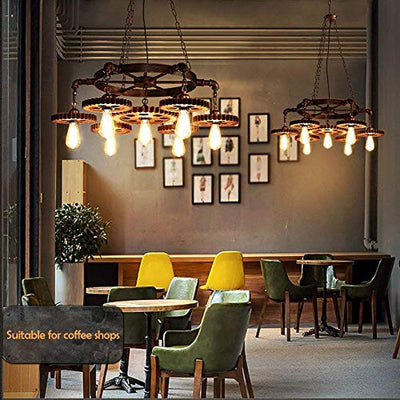 Retro Pendelleuchte,COCOL Industrielle Loft Hängeleuchte Holz Dekorativer Hängelampe Metall Höhenverstellbar E27 Retro Holz Pendelleuchte für Küche Esszimmer Bar Restaurant Wohnzimmer Café(Ohne Birne)