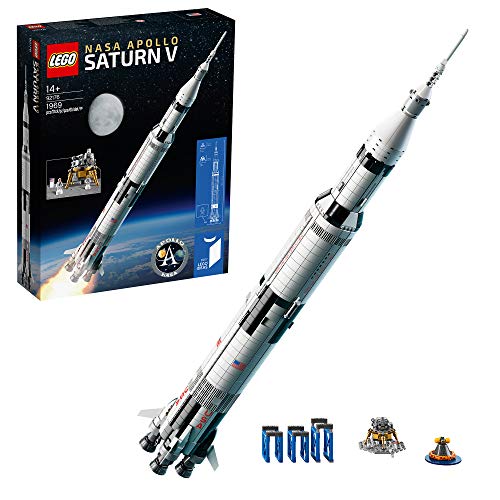 LEGO 92176 Ideas NASA Apollo Saturn V Weltraumrakete und Fahrzeuge, Raumschiff Bauset für Sammler, Modellbausatz für Teenager und Erwachsene