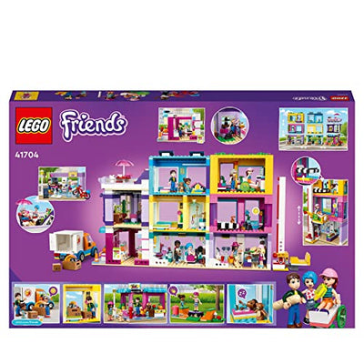 LEGO 41704 Friends Wohnblock in Heartlake City mit Friseursalon und Café, Puppenhaus mit 7 Minipuppen, Hausmodell mit Wohngebäuden, Geschenkidee Weihnachten