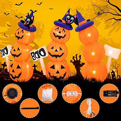 Solpex Halloween deko Aufblasbar Kürbis Geist Dekoration 150 cm Eingebaute LEDs Aufblasbare Halloween Kürbis für Halloween Party Garten Rasen Dekoration