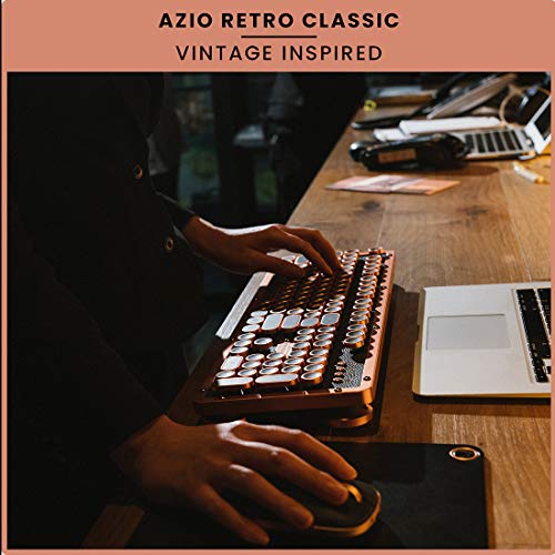 Azio Classic Retro-Tastatur Artisan, mechanische Schreibmaschinen-Tastatur, Steampunk-Tastatur mit Bluetooth, kabellos, beleuchtete Tasten, Vintage Look