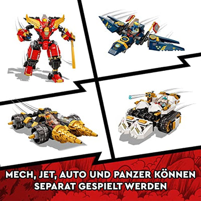 LEGO 71765 NINJAGO Ultrakombi-Ninja-Mech, 4-in-1-Spielzeug ab 9 Jahren mit Spielzeugauto, Jet und Panzer, Geschenk zu Weihnachten mit Fahrzeugen und 7 Figuren