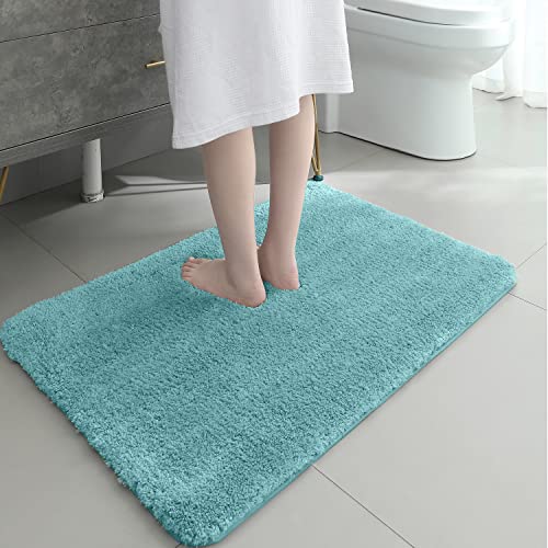 Badematte rutschfest, Badteppich für Badezimmer, Weich und Hochflor(30 mm) Badvorleger Vorleger für Badewanne, Waschbar Badezimmerteppich für Wohnzimmer Schlafzimmer, Meeresgrün, 60x90 cm