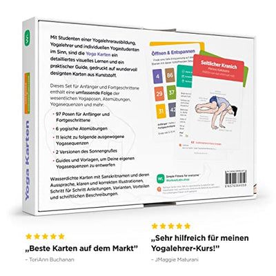 WorkoutLabs Plastik-Yoga-Karten mit Sanskrit-Sprache zum visuellen Lernen, zum Sequenzieren von Unterricht, zum Üben mit Haltungen, Atemübungen und Meditation (komplettes Spiel) (Deutsch)