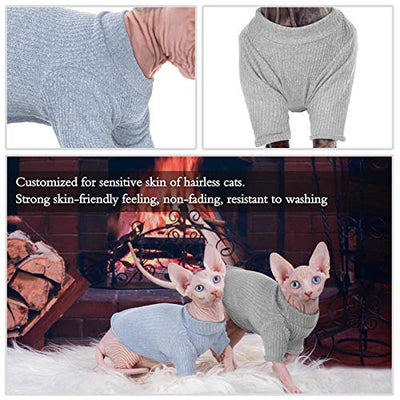 Haarlose Katzen-Weste Rollkragenpullover, atmungsaktiv, entzückende Katzenbekleidung, Pullover Kätzchen-T-Shirts mit Ärmeln, Katzen-Pyjama Jumpsuit für Sphynx, Cornish Rex, Devon Rex, Peterbalg